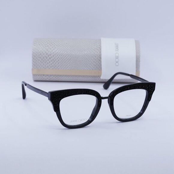 Jimmy Choo JC237 0807 00 Cat Eye 49mm Eyeglasses - Black with Glitter - Picture 1 of 10